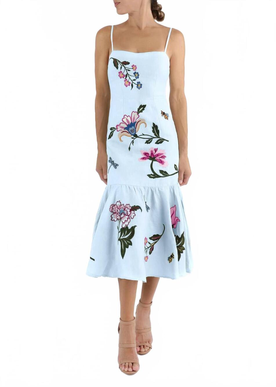 NEW FANM MON alise cotton midi dress in light blue